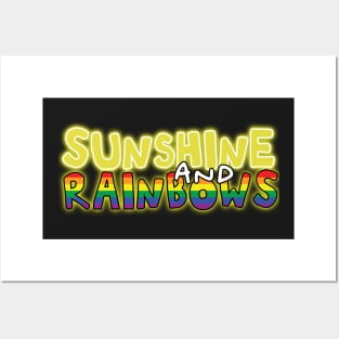 Sunshine and rainbows uplifting fun positive happiness quote Posters and Art